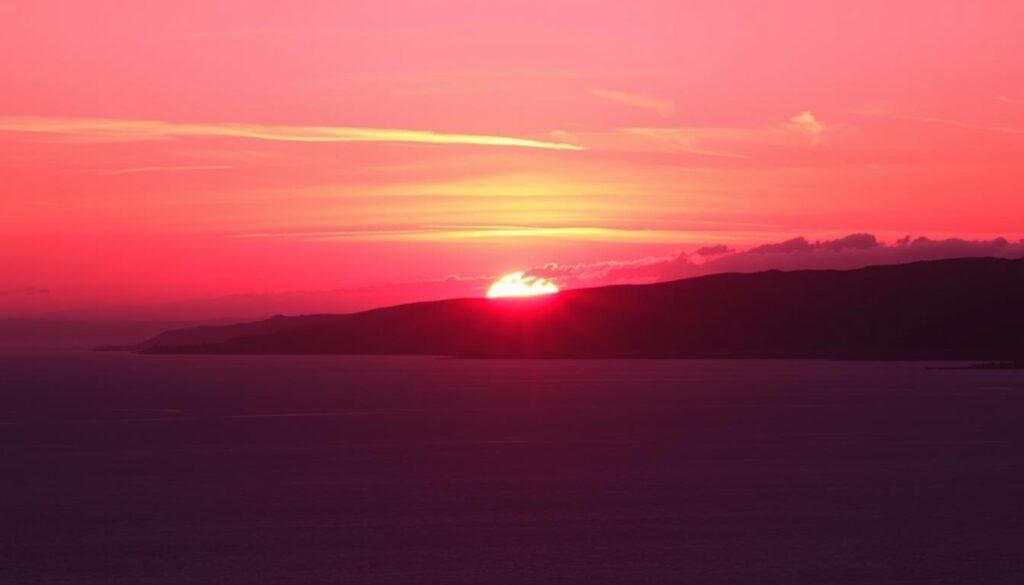 pink horizon at golden hour