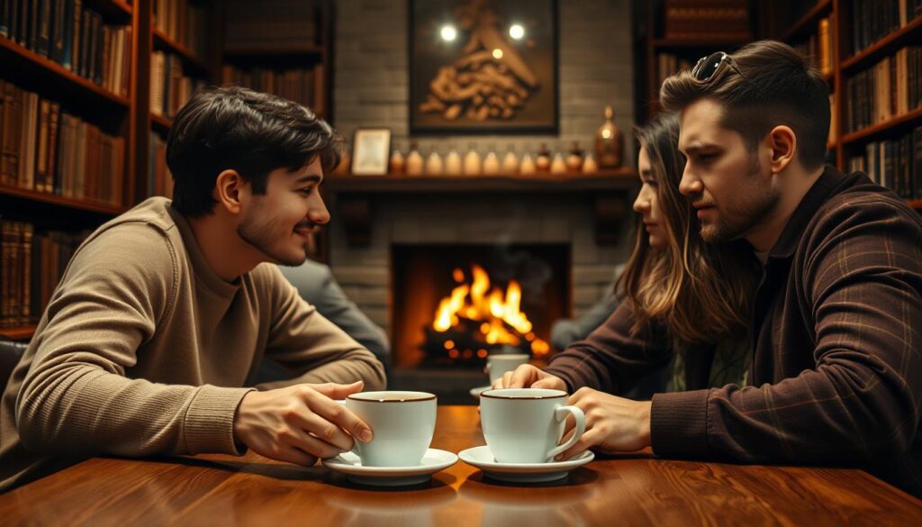 shared coffee experience in a café
